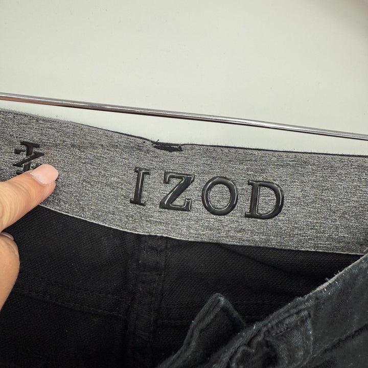Izod Straight Jeans Mens 32x32 Black Denim Cotton Regular Fit Ultraflex Logo
