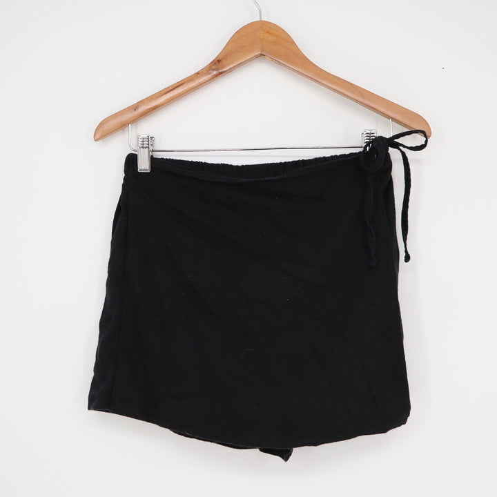 Old Navy Black Linen Blend Wrap Skort Shorts Side Tie Small