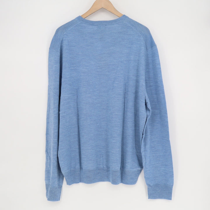 JOS. A. BANK Sweater Mens 2XL Blue Wool Tight Knit Long Sleeve V-Neck Pullover