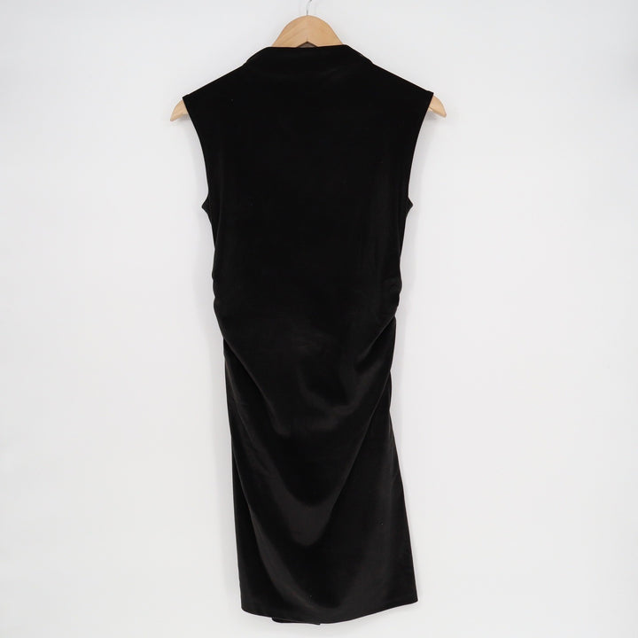 A New Day Womens Black Velvet Mock Neck Ruched Sleeveless Mini Dress XS