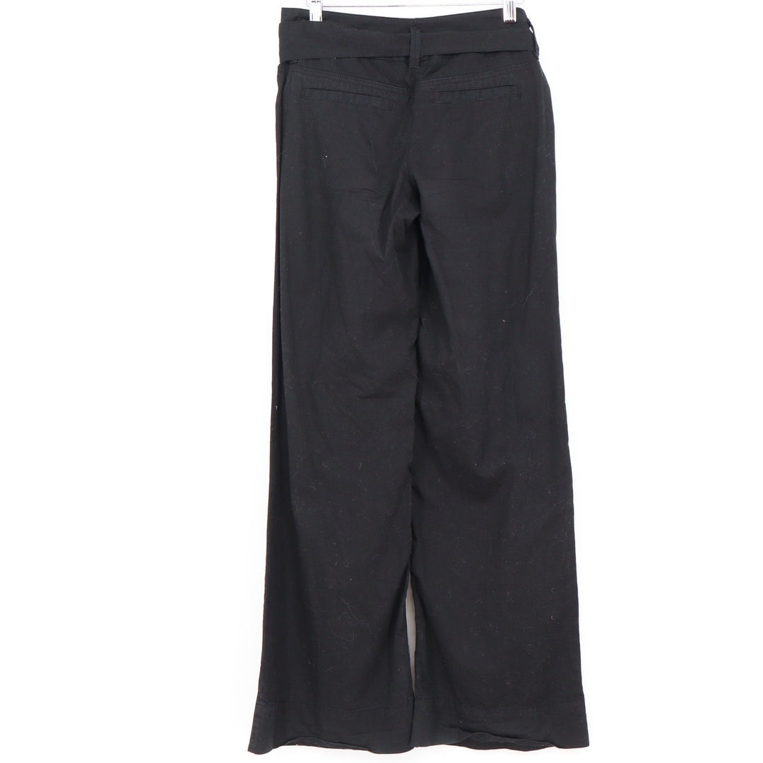 White House Black Market Black Wide Leg Tie Waist Cotton Pants Size 2