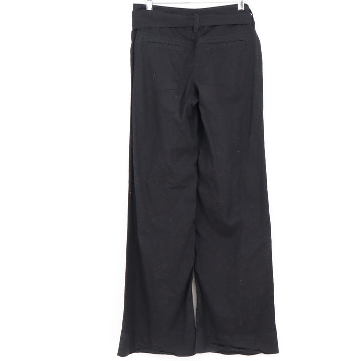White House Black Market Black Wide Leg Tie Waist Cotton Pants Size 2