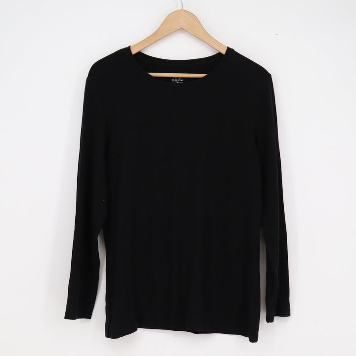 Apt 9 Essential Tee Womens XL Black Long Sleeve Crew Neck Knit Top