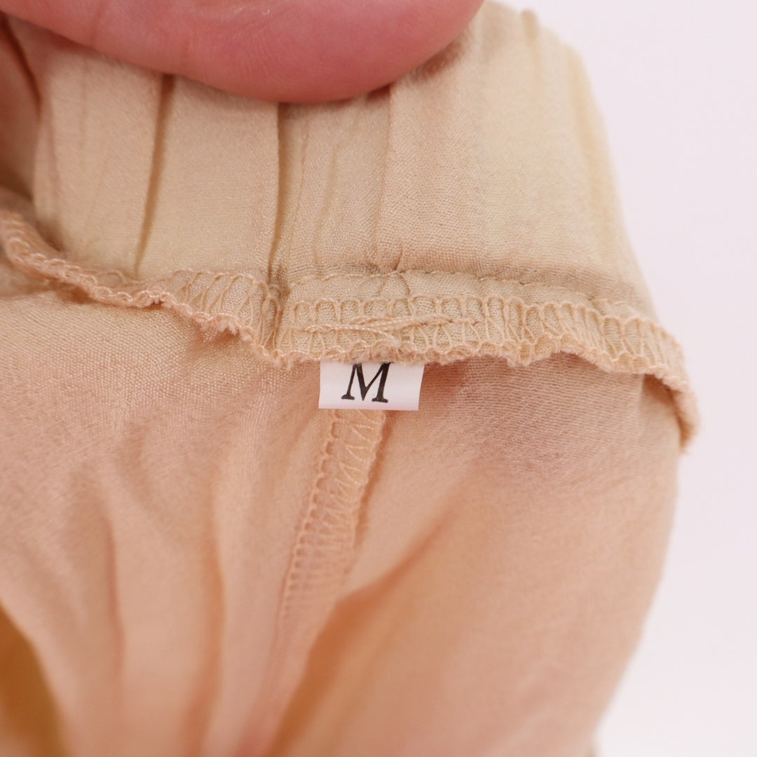 Shorts Womens Medium Beige Pleated Ruffle Layered Flowy Pull On Elastic Waist