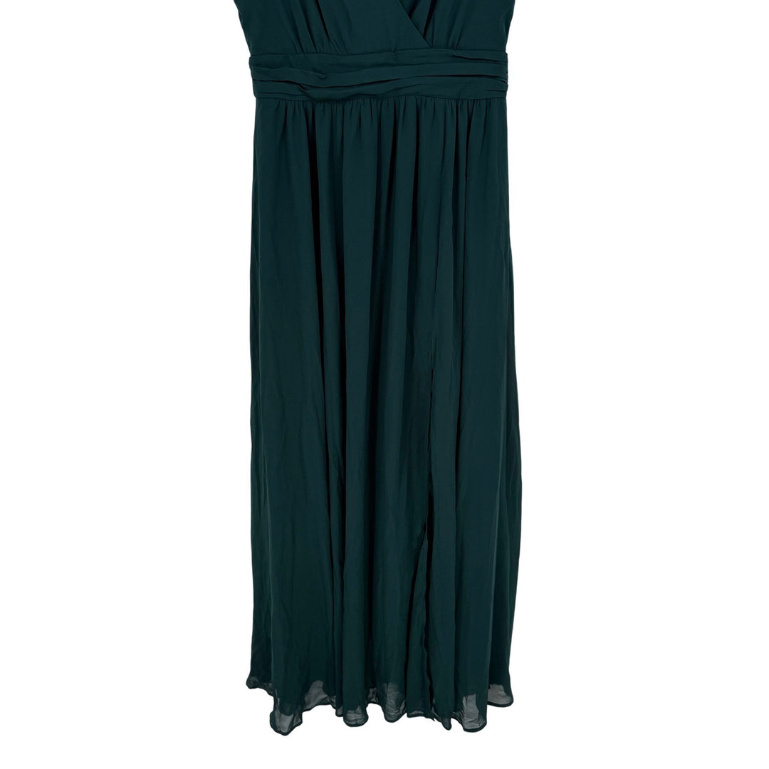 Lulus Thoughts Of Hue Emerald Green Surplice Maxi Dress Size L