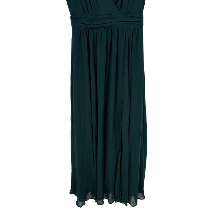 Lulus Thoughts Of Hue Emerald Green Surplice Maxi Dress Size L