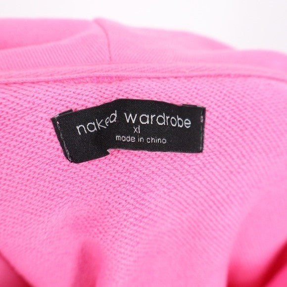 Naked Wardrobe Pink Cropped Hoodie Sweatshirt XL Womens Long Sleeve