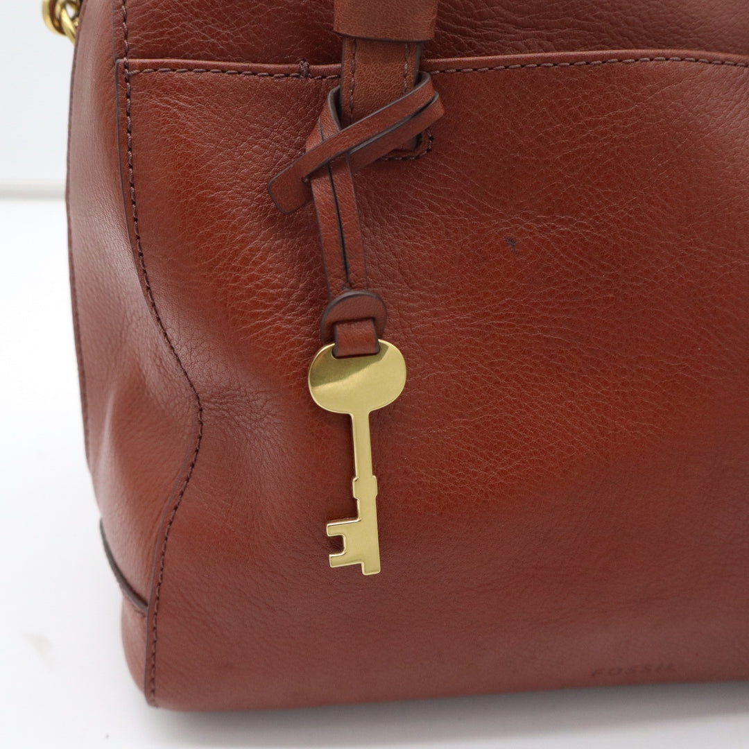 Fossil Rachel Satchel Brown Leather Crossbody Bag New
