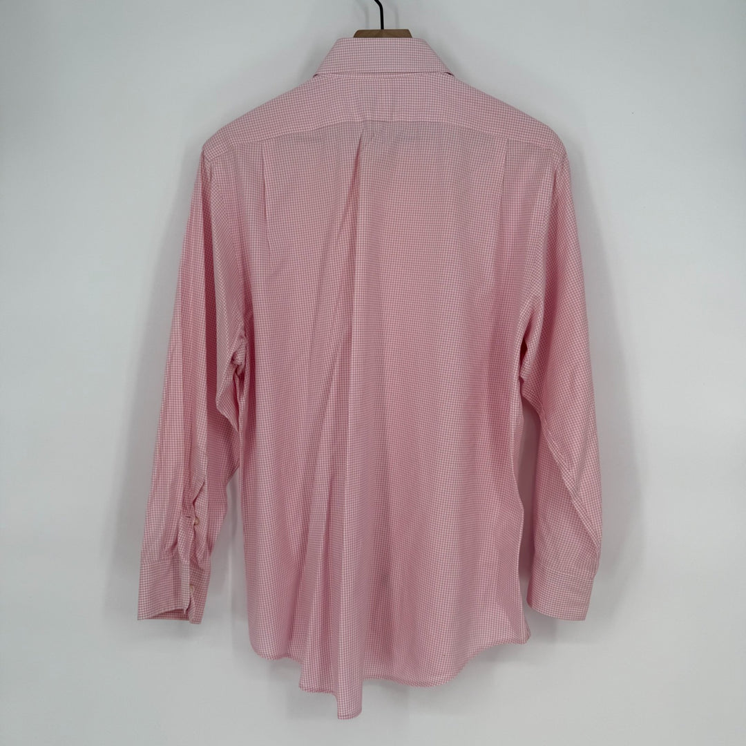 Polo Ralph Lauren Dress Shirt Mens 16.5 Pink White Check Regent Custom Fit