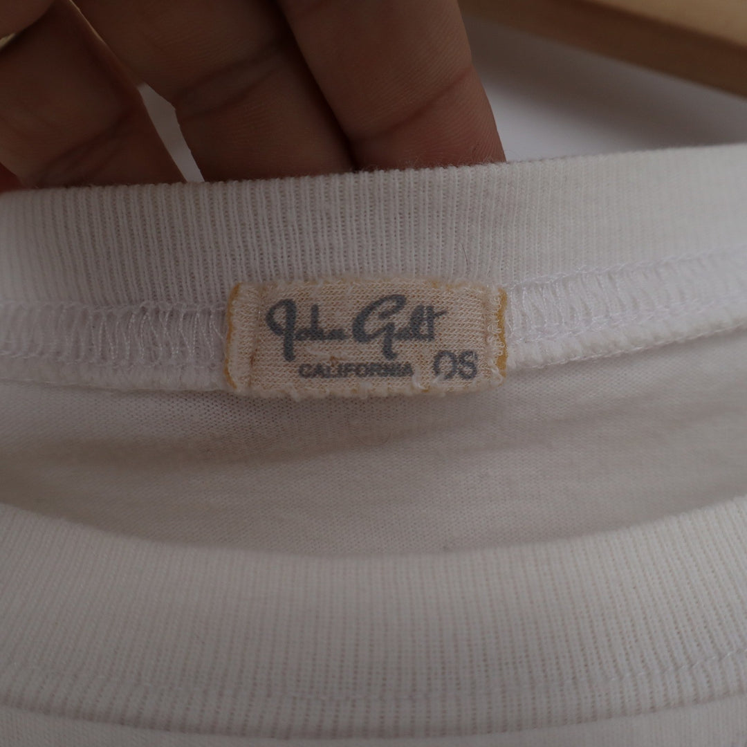John Galt USA Flag Striped Sleeve Cropped Long Sleeve T-Shirt Cream OS