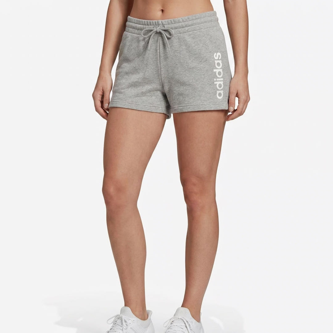Adidas Sports Shorts Boys Large Heather Gray Cotton Drawstring Waist Performance