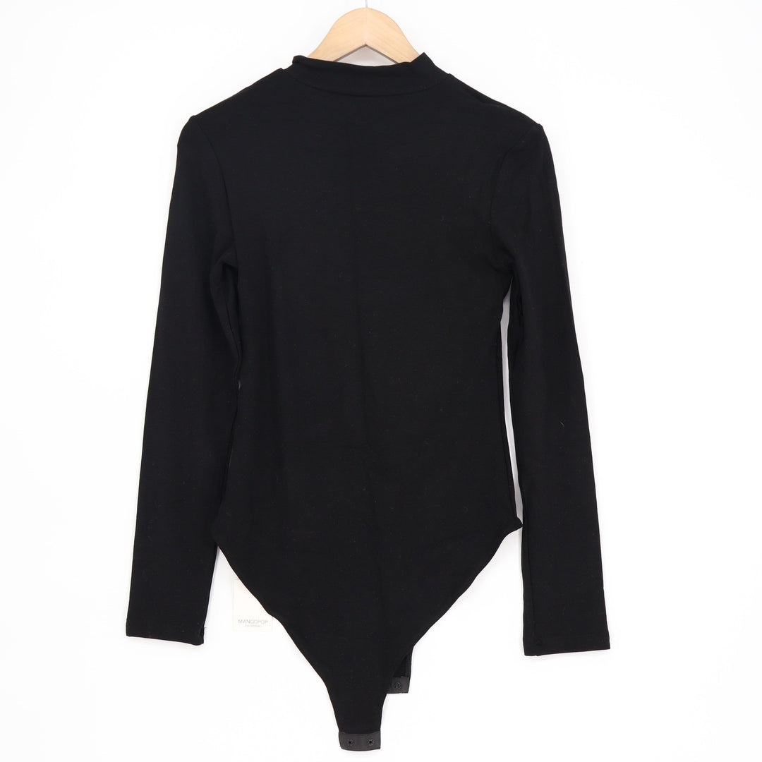 Mangopop Black Mock Neck Long Sleeve Cutout Bodysuit Large KLB 259