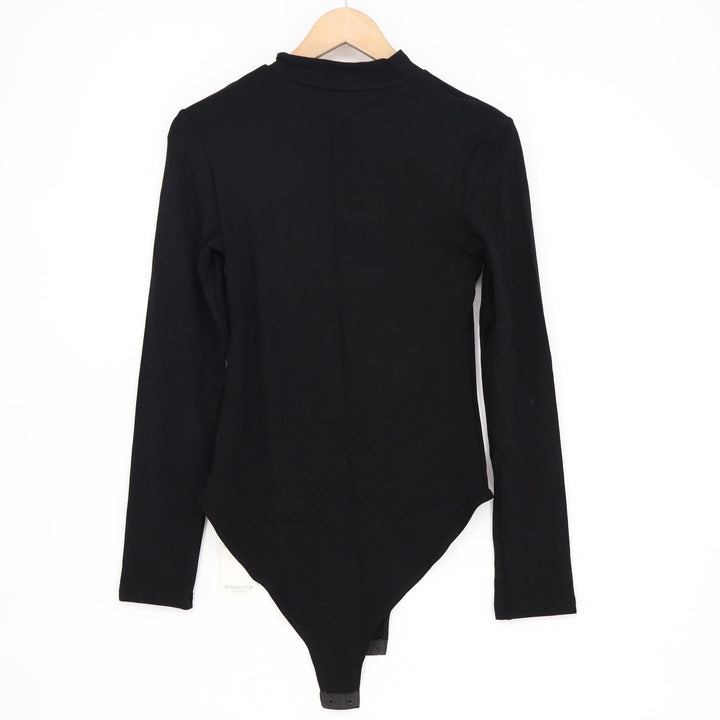 Mangopop Black Mock Neck Long Sleeve Cutout Bodysuit Large KLB 259