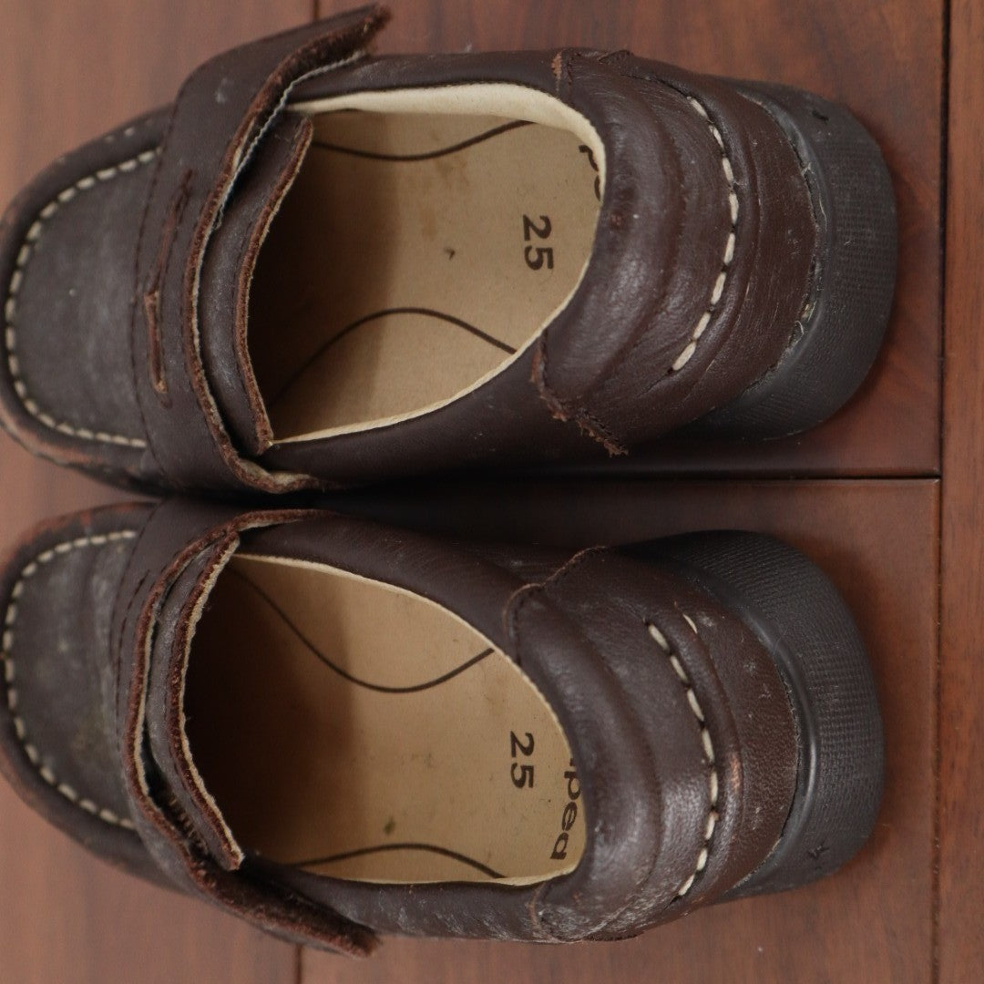 Pediped Charlie Penny Loafer Toddler US 8.5 Brown Leather Slip On Dress Shoes