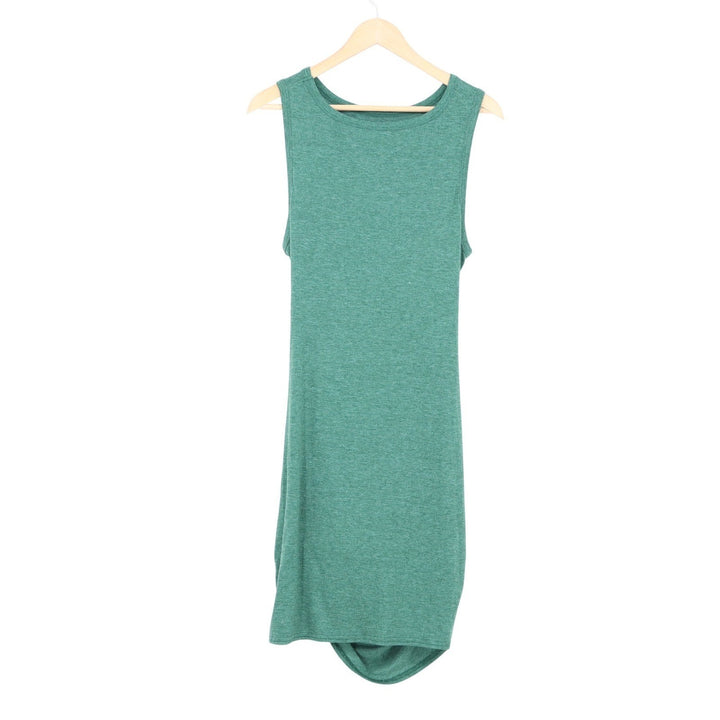 Green Sleeveless Twist Back Cutout Ruched Knit Bodycon Dress Large