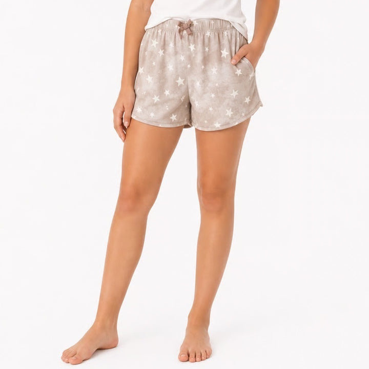 Old Navy Pajama Shorts Girls XL 14-16 Star Print Tan Celestial Dolphin Excellent