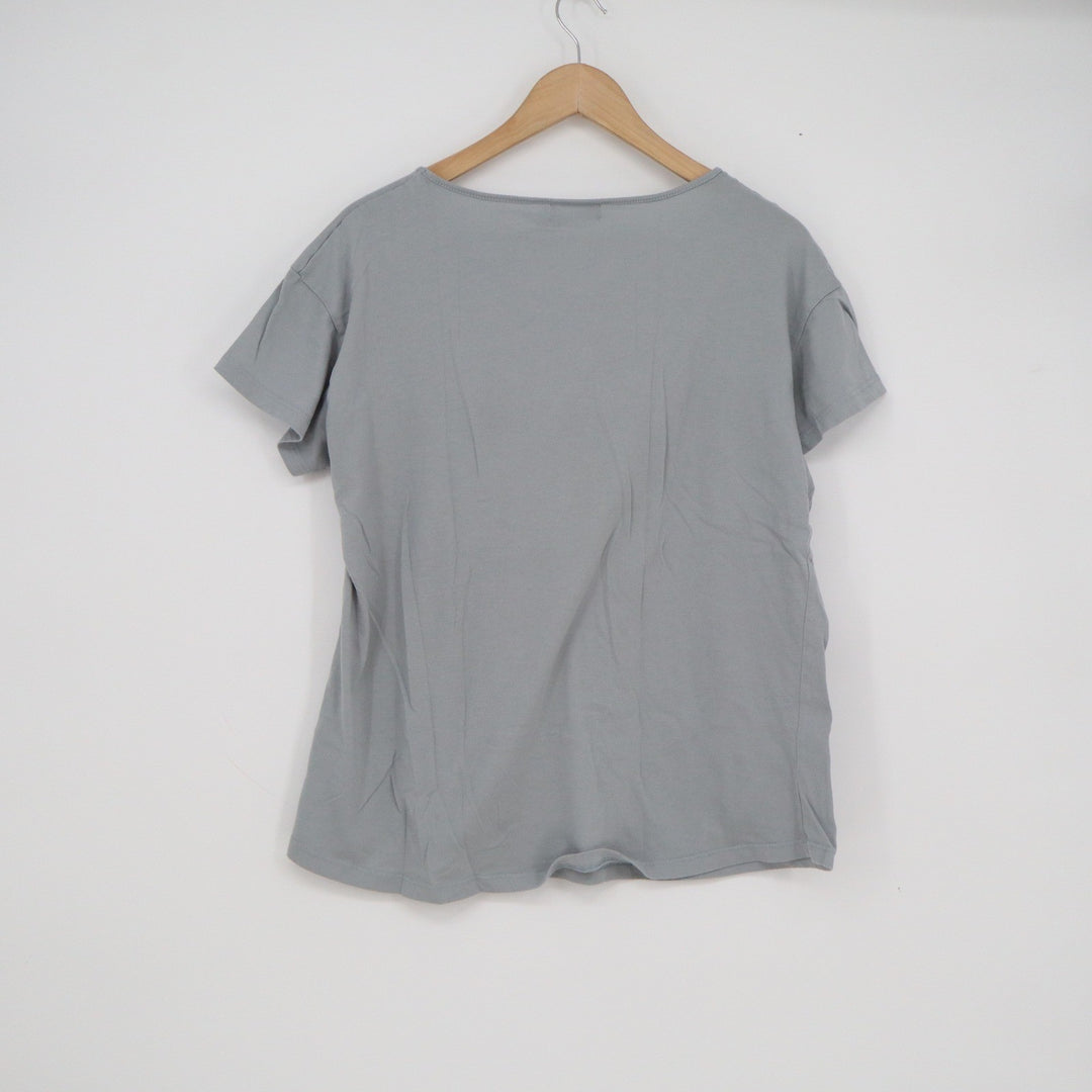 ENJOYNIGHT Womens Grey Butterfly Graphic Sleep Shirt Short Sleeve Scoop Neck L