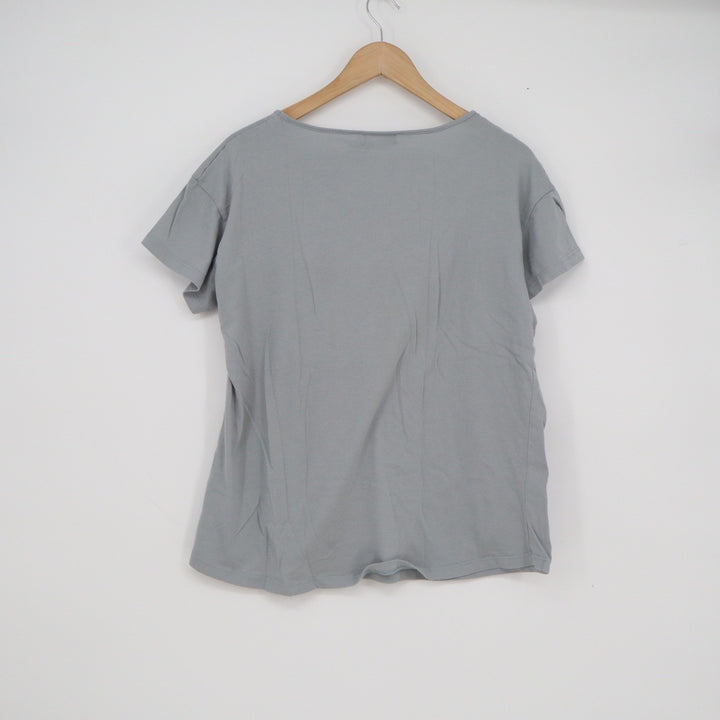 ENJOYNIGHT Womens Grey Butterfly Graphic Sleep Shirt Short Sleeve Scoop Neck L