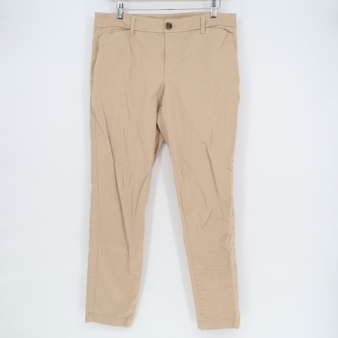 Old Navy Chino Pants Womens 10 Khaki Cotton Stretch Mid Rise Pockets Skinny Leg