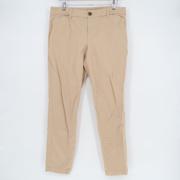 Old Navy Chino Pants Womens 10 Khaki Cotton Stretch Mid Rise Pockets Skinny Leg