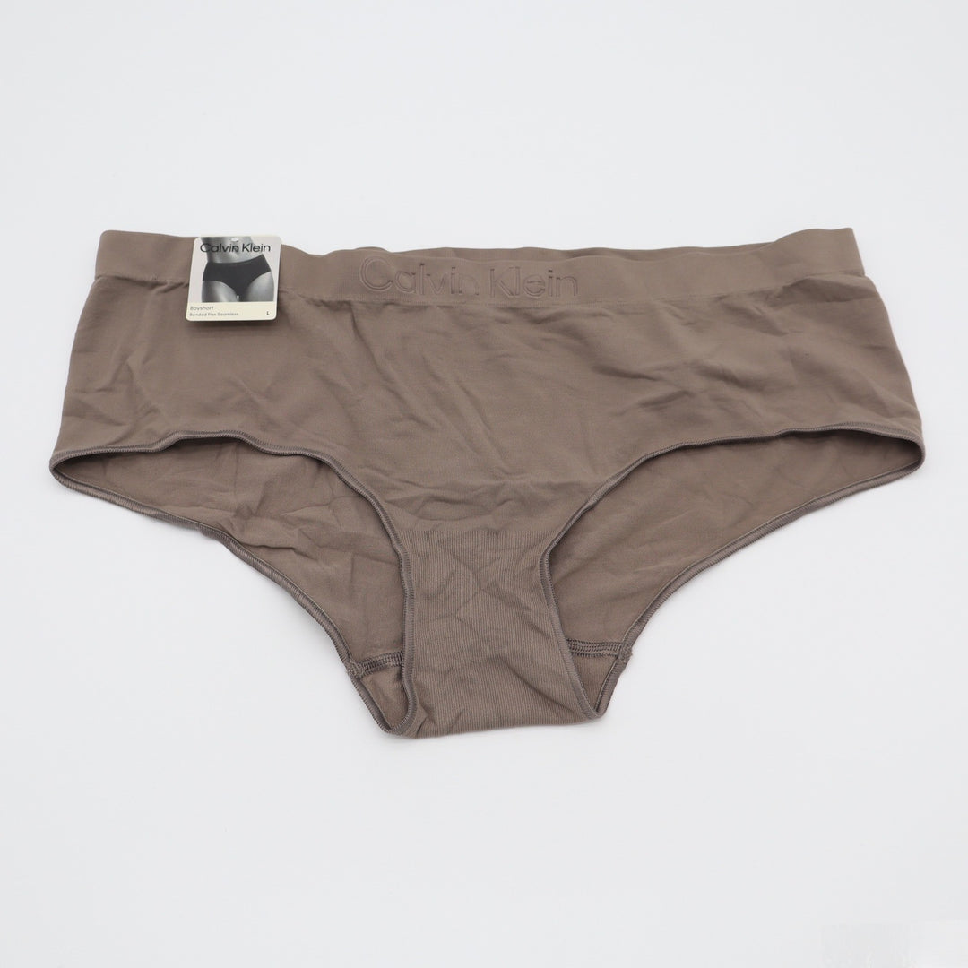 Calvin Klein Bonded Flex Seamless Boyshort Brown Taupe QD3961 Large NEW