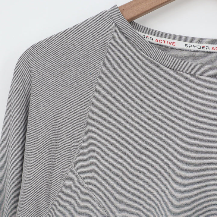 Spyder Active Womens Grey Micro Stripe Long Sleeve Performance Top Large