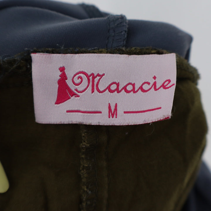 Maacie Womens Medium Maternity Shorts Olive Green Over Belly High Waist Cuffed