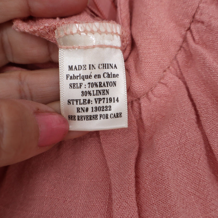 Very J Jumpsuit Womens M Pink Ruffle Hem Linen Blend Excellent