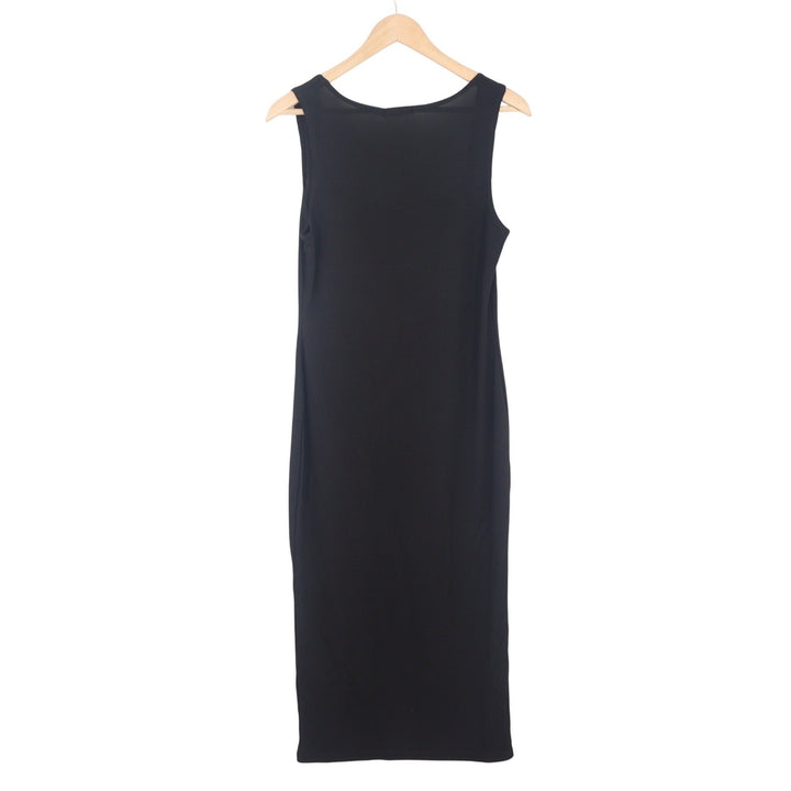 Boohoo Womens Black Ribbed Scoop Neck Sleeveless Bodycon Midi Tank Dress Size 12