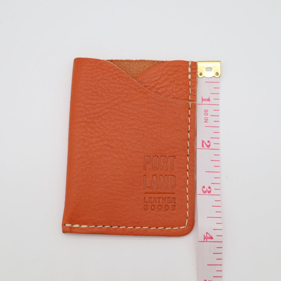 Portland Leather Goods Minimalist Womens Wallet Orange Leather Credit Card Slot