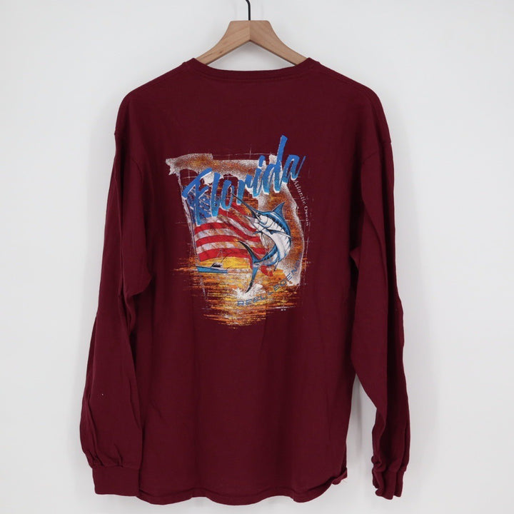 Reel Legends Florida Fishing Boat Marlin Long Sleeve T Shirt Mens XL