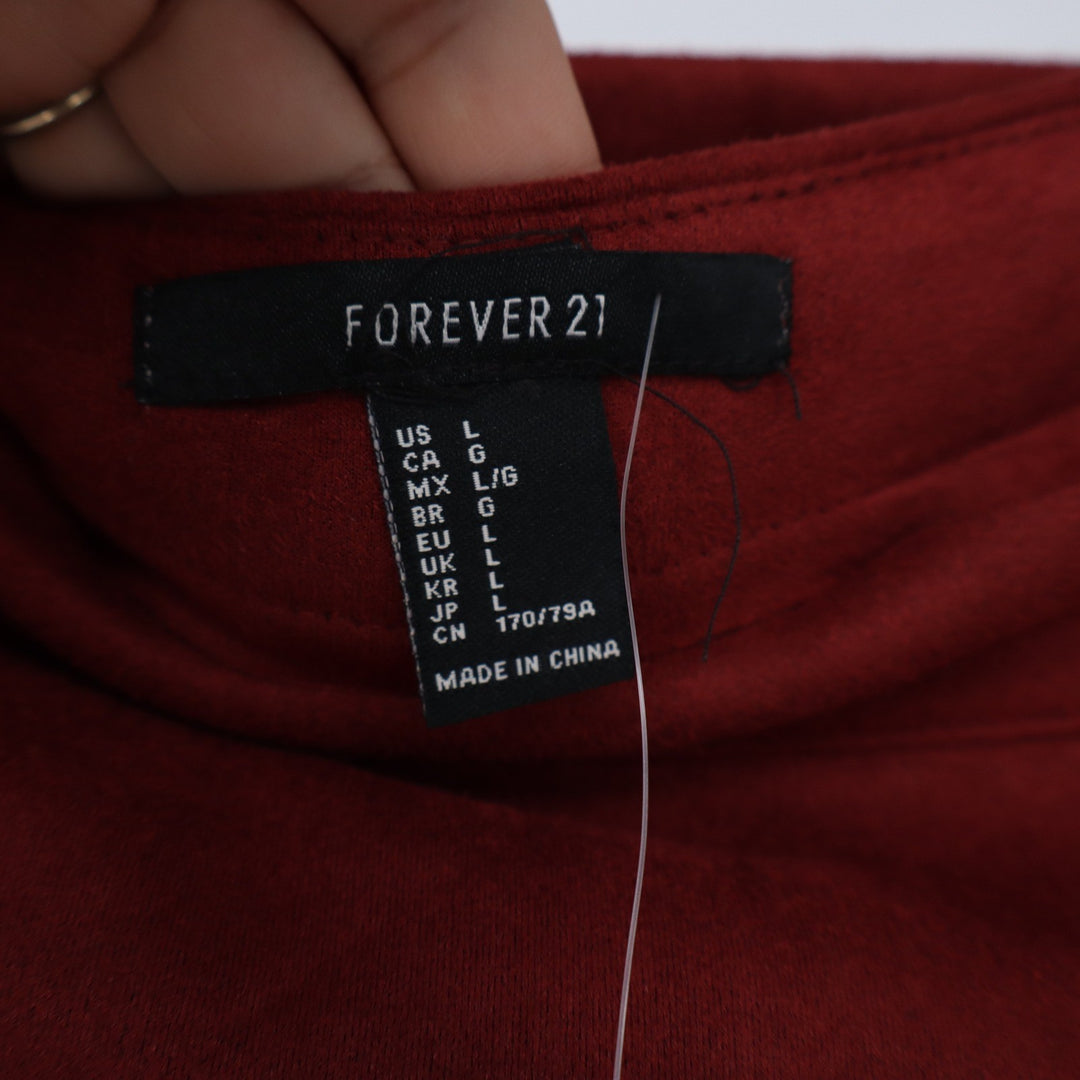 Forever 21 Skirt Womens L Wine Faux Suede D-Ring Wrap New