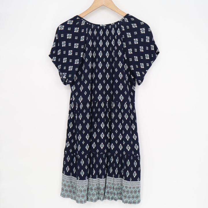 Knox Rose Shift Dress Womens Small Navy Floral Short Sleeve V-Neck Pullover