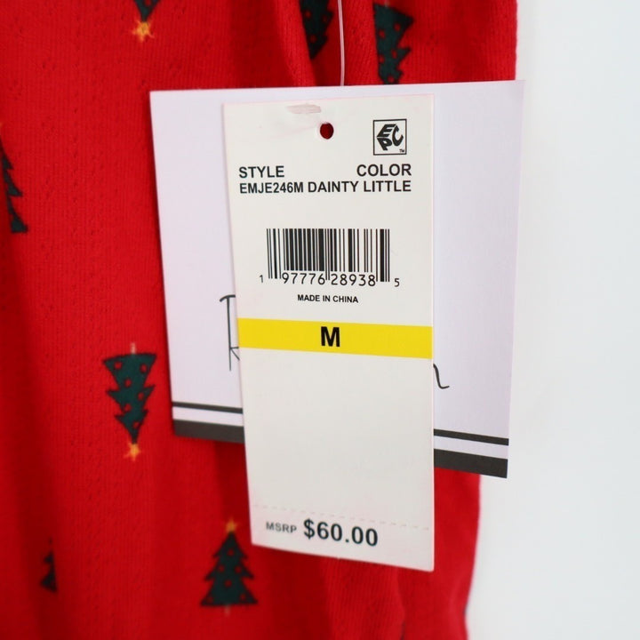Roudelain Pajama Shirt Womens M Red Tree Print Stretch Long Sleeve Round Neck