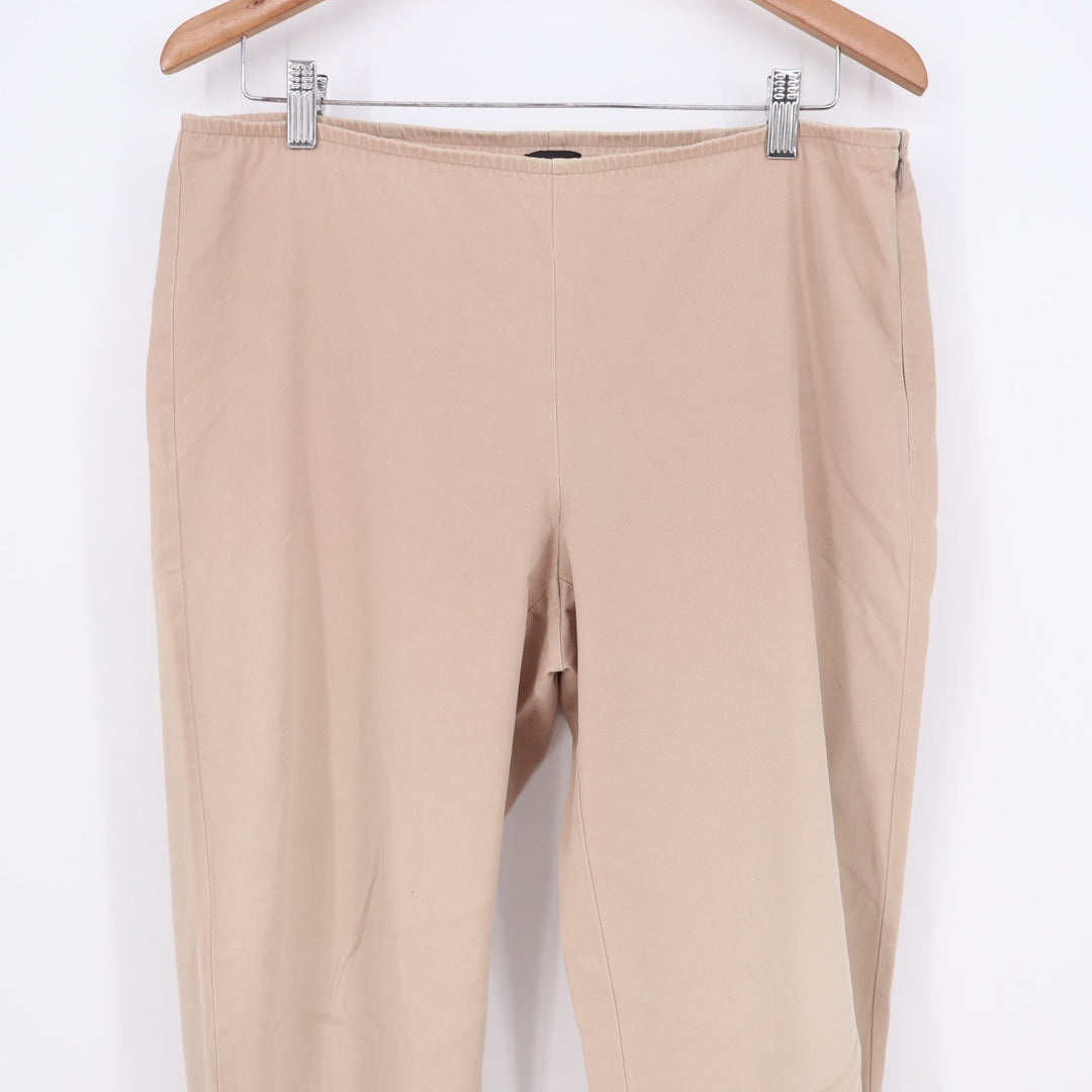 Eileen Fisher Ankle Trousers Womens S Beige Elastic Waist Side Zip Straight Leg