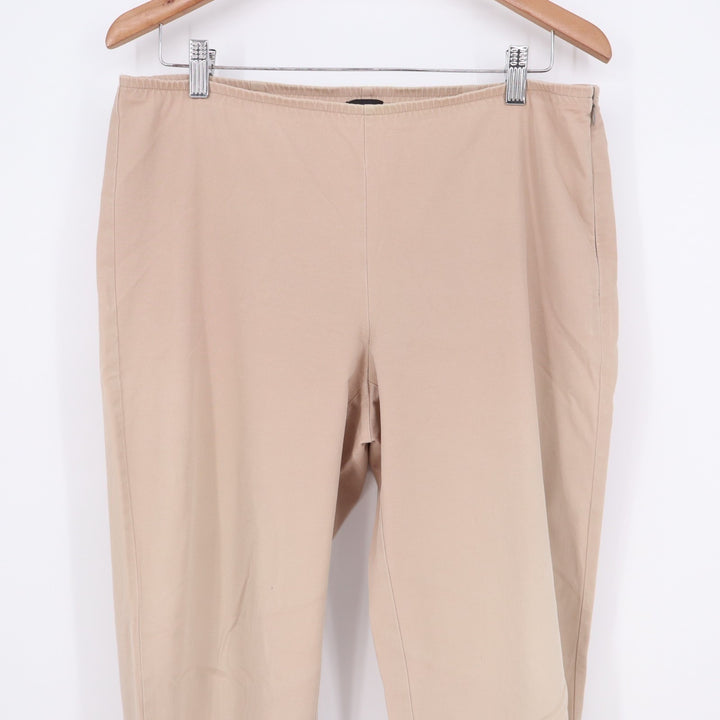Eileen Fisher Ankle Trousers Womens S Beige Elastic Waist Side Zip Straight Leg
