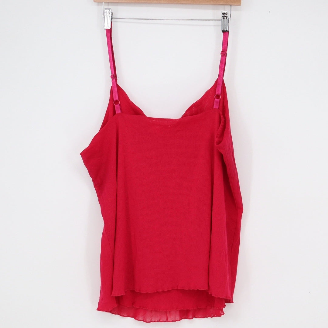 One Step Up Red Rhinestone Pleated Camisole Tank Top Plus Size 1X Strap