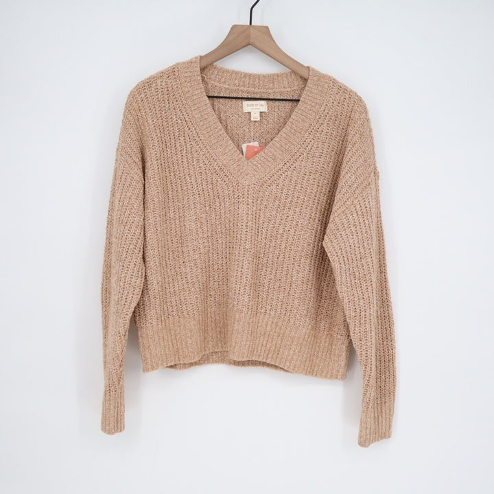 Charter Club Intimates Sweater Womens Large Brown Open Knit V-Neck Long Sleeve