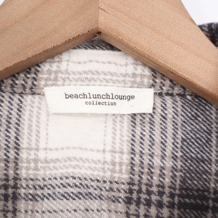 Beachlunchlounge Grey White Plaid Flannel Button Down Shirt Cotton Medium