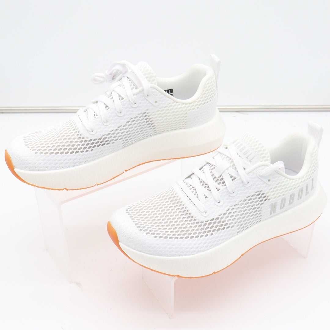 NOBULL SC Runner White Gum Mesh Athletic Training Shoes Womens 9 Mens 7.5 NEW