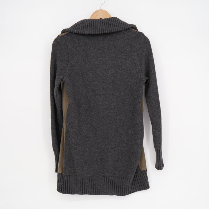 Princess Vera Wang Utility Jacket M Beige Black Knit Cotton Ribbed Button Front