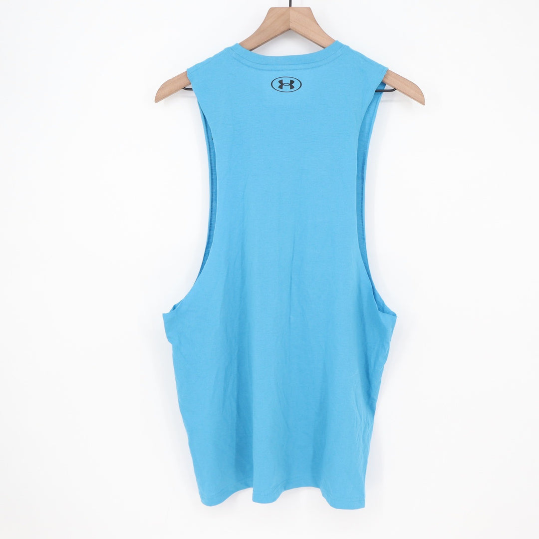 Under Armour Mens Left Chest Cut Off Muscle Tank Top Blue 1329286 Large NEW