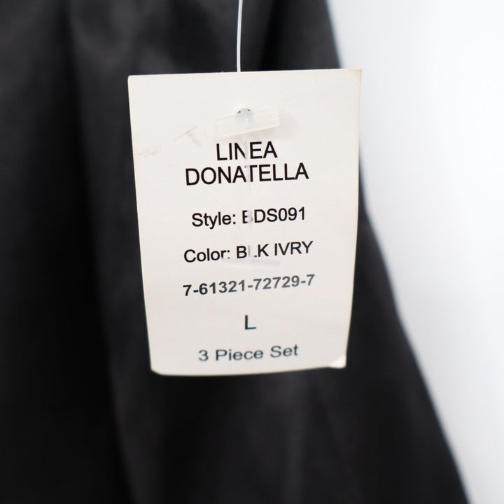 Linea Donatella Bride Satin Intimates Sleep Shorts Womens L Black Elastic Waist