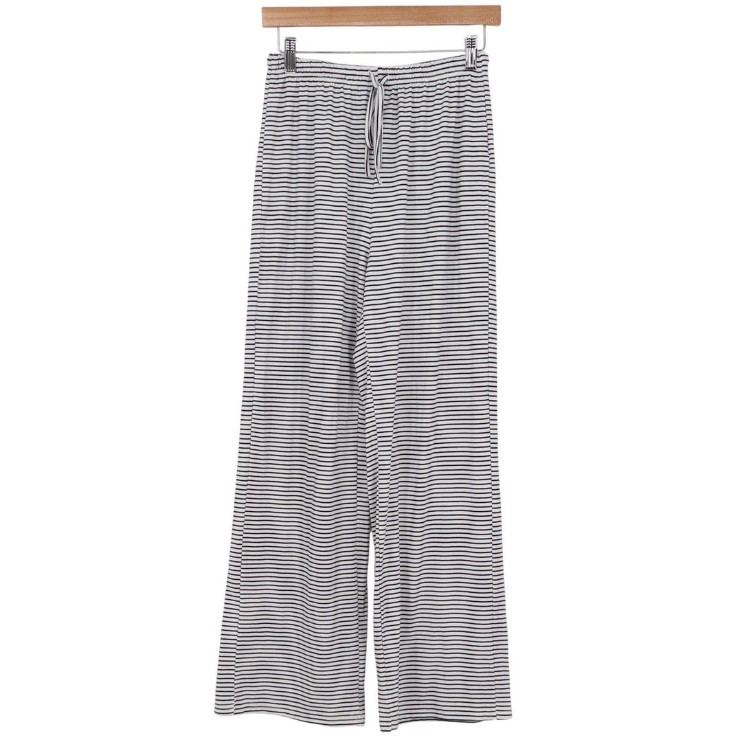 Forever 21 Shein X Striped Wide Leg Pants Black White Elastic Waist Small