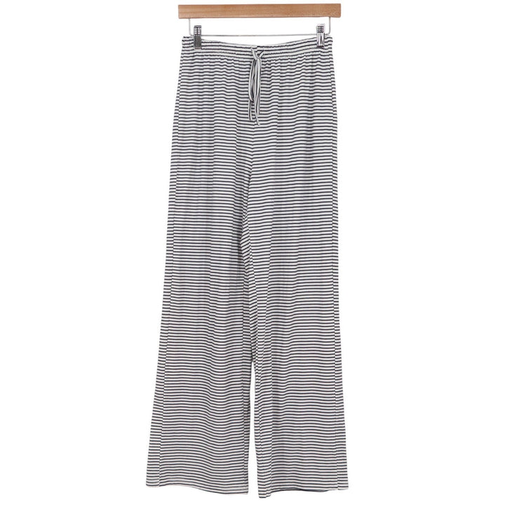 Forever 21 Shein X Striped Wide Leg Pants Black White Elastic Waist Small