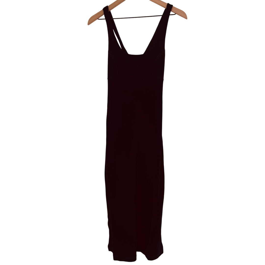 Sweaty Betty Black Ribbed Midi Tank Dress Made in Turkey Size 8 10