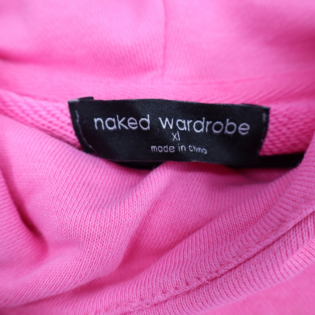 Naked Wardrobe Pink Cropped Hoodie Sweatshirt XL Women's