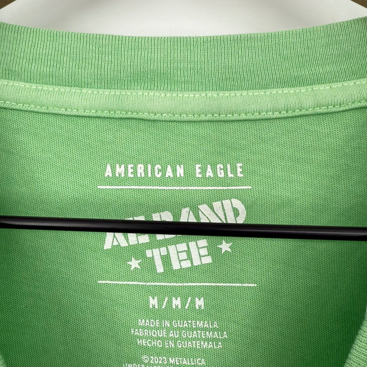 American Eagle x Metallica Graphic T-Shirt Skull Flower Flame Green Medium