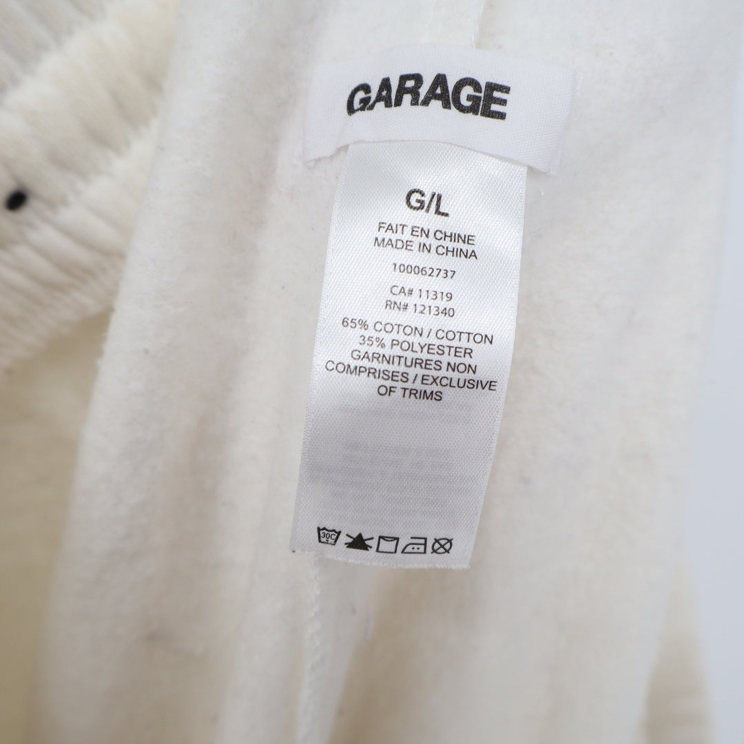 Garage Women Cream Off-White Fleece Relaxed Jogger Sweatpants Size Large