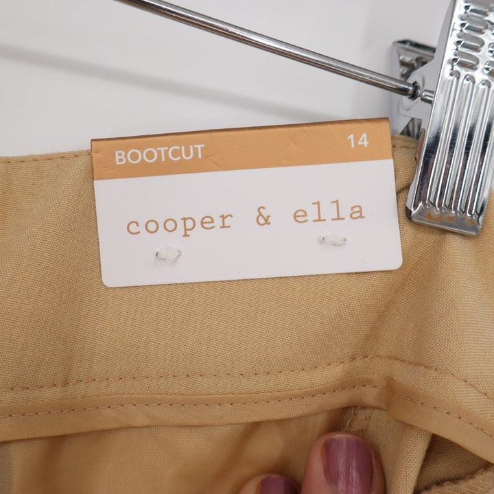 Cooper & Ella Tan Bootcut Dress Pants Womens Size 14 Stretch Trousers